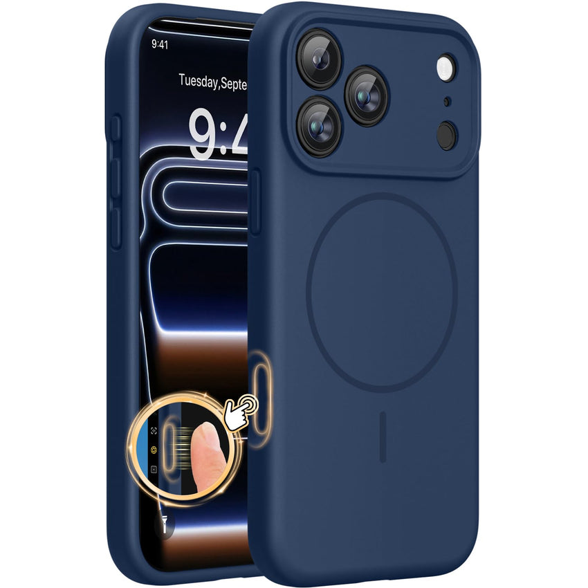 Magnetic for iPhone 17 Pro Max Case, Compatible with MagSafe, Integrated Silicone Camera Control Cover, 3.0mm Thicken Shockproof Drop Protection Phone Case for 17 ProMax, Orange