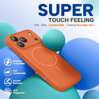 Magnetic for iPhone 17 Pro Max Case, Compatible with MagSafe, Integrated Silicone Camera Control Cover, 3.0mm Thicken Shockproof Drop Protection Phone Case for 17 ProMax, Orange