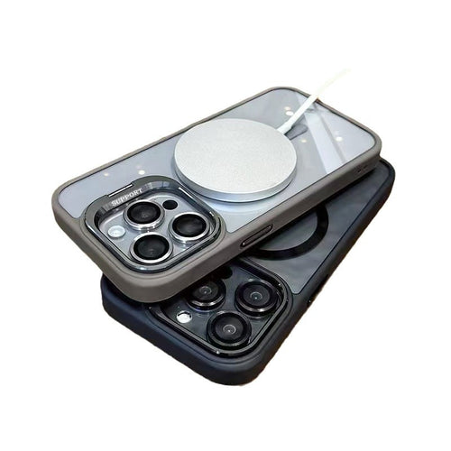 Luxuriöser magnetischer Metall-Linsenschutz-Bumper für iPhone 17 16 15 14 13 12 11 Pro Max Hülle kabelloses Laden harte transparente Abdeckung