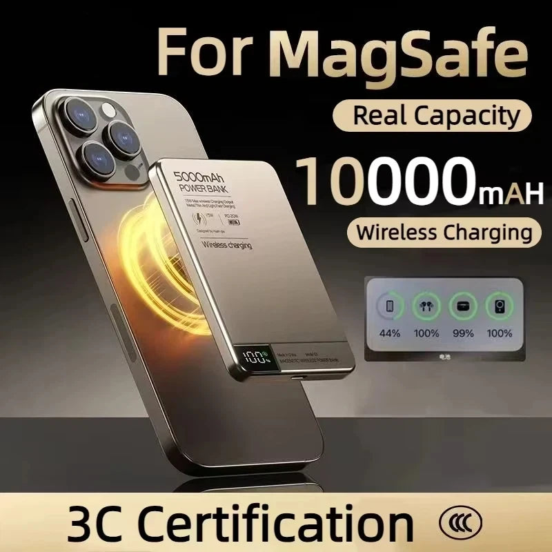 Ultra Wireless Magnetic Power Bank Travel Portable Fast Charging Capacity Digital External Battery For Magsafe IPhone CCC
